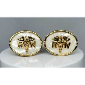 Vintage R & N Gold Tone Marble Medical Cufflinks – Rare Men's Collectible
